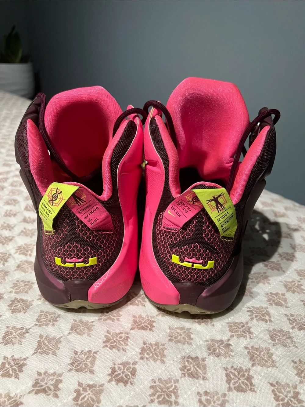 LeBron Nike Men's Basketball Shoes - Maroon with Volt Swoosh